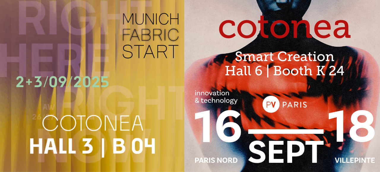 Cotonea Stoffe auf der Munich Fabric Start und der Première Vision in Paris im Septemeber 2025