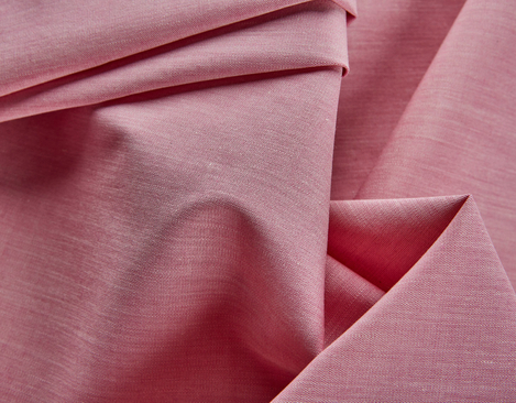 Bio-Chambray Stoff aus kbA Baumwolle in Natur und Pink von Cotonea fabrics